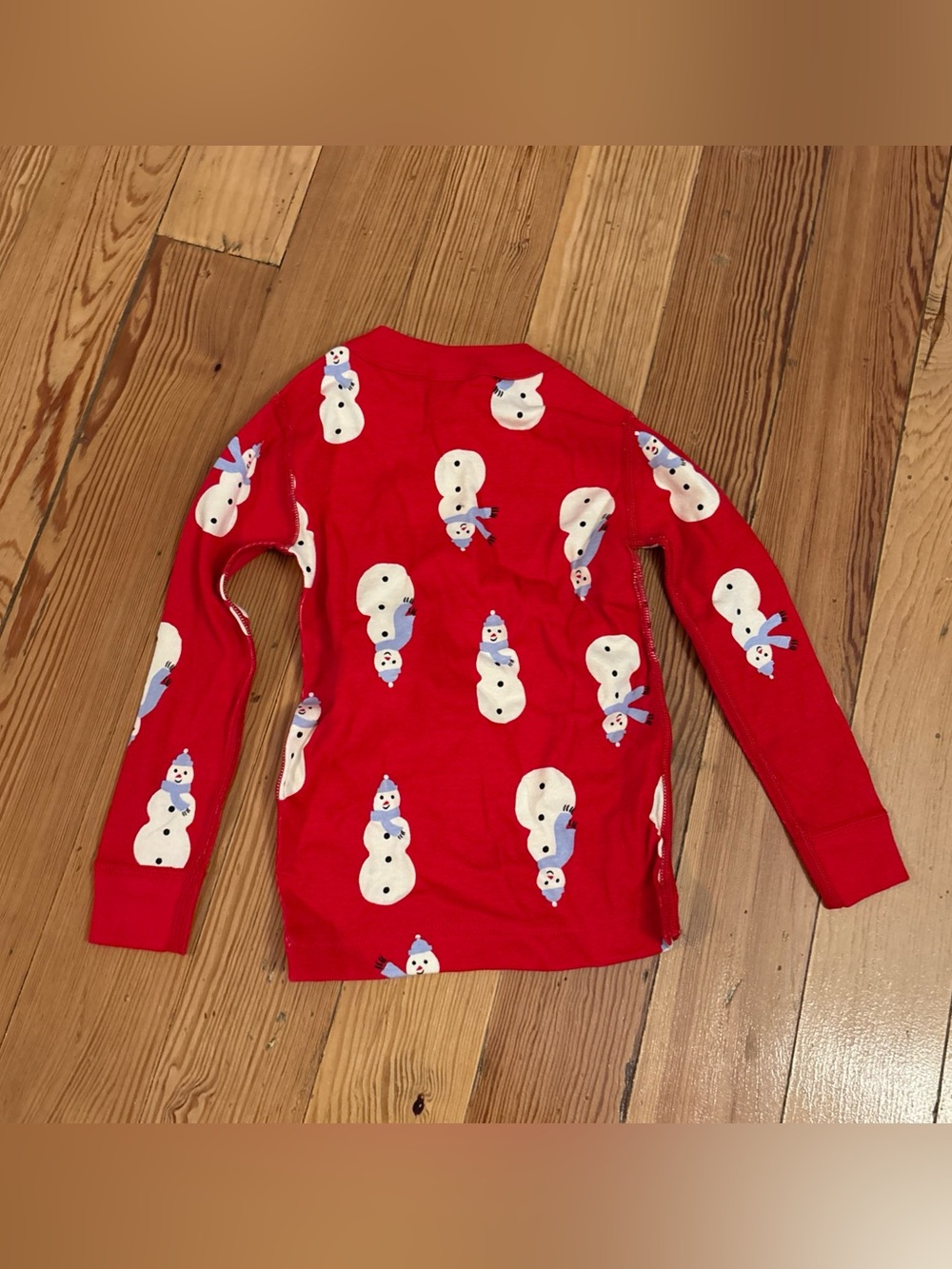 Hanna Andersson Snowman Pajama TOP ONLY NEW 3T Red - Picture 3 of 3